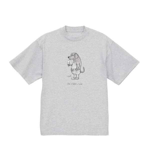 ONE STROKE × Yoshiki  T-shirt【骨よりアイス犬】gray