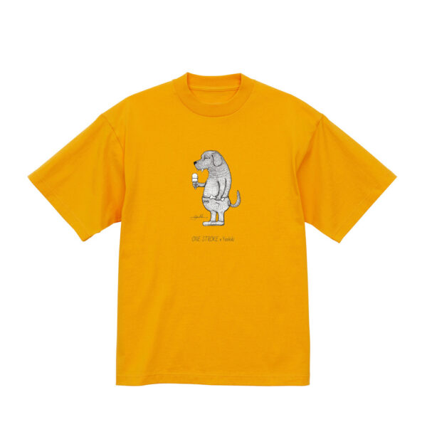 ONE STROKE × Yoshiki  T-shirt【骨よりアイス犬】orange