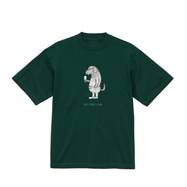 ONE STROKE × Yoshiki  T-shirt【骨よりアイス犬】green