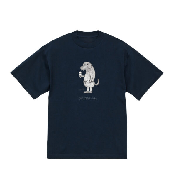 ONE STROKE × Yoshiki  T-shirt【骨よりアイス犬】navy