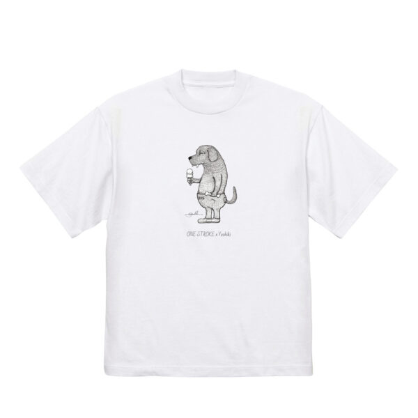 ONE STROKE × Yoshiki  T-shirt【骨よりアイス犬】white