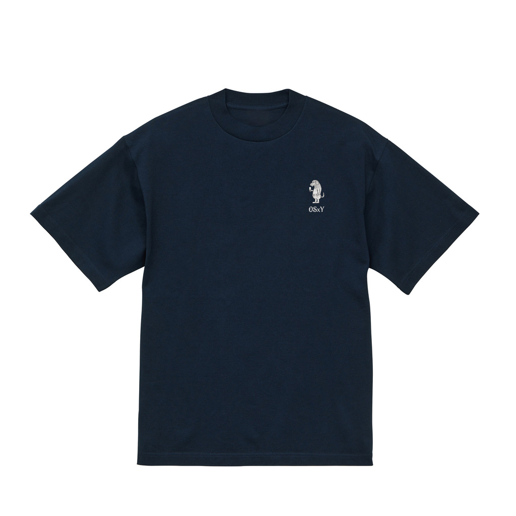 ONE STROKE x Yoshiki T-shirt 【骨よりアイス犬】one point navy
